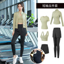 Yoga Clothing Suit for Women 2025 New Flesh-Covering Running Suit for Women Morning Running Sports Fitness Quick-Drying Clothing Wholesale