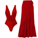 2024 European and American New Style Swimsuit Women's Detachable Three-dimensional Flower Decorative Neck Swimsuit suit 2735