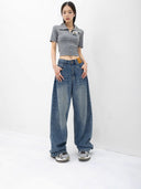 Wide-Leg Jeans for Women, Spring/Summer 2025 New Thin Style, Retro Slim-Fit Design, Straight-Leg Pants