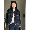Distressed Denim Jacket for Women 2025 Spring and Autum Petite Short Lapel Versatile Jacket Top