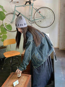 Dark Washed Retro Denim Jacket for Women 2025 Spring & Fall New Style Loose Slimming Look High-End Fashion Denim Jacket Trend