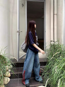 Retro High-Waisted Wide-Leg Jeans for Women Spring and Autumn 2025 New Loose Slimming Drape Straight Pants
