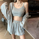 Summer 2024 New Internet Celebrity Sports suit Women's Jacket Vest Shorts Fashion Hong Kong Flavor Three-piece Women's Fashion