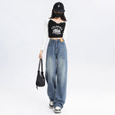 Wide-Leg Jeans for Women, Spring/Summer 2025 New Thin Style, Retro Slim-Fit Design, Straight-Leg Pants