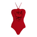 2024 European and American New Style Swimsuit Women's Detachable Three-dimensional Flower Decorative Neck Swimsuit suit 2735