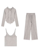 Casual Sports suit Women's 2024 Autumn Dress with a Set of High-end Fashion Sweat Pants Three-piece Western Style