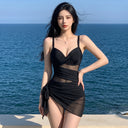 High-end one-piece swimsuit women's summer hot spring conservative personality retro one-piece belly-covering slimming beach gathered swimming suit