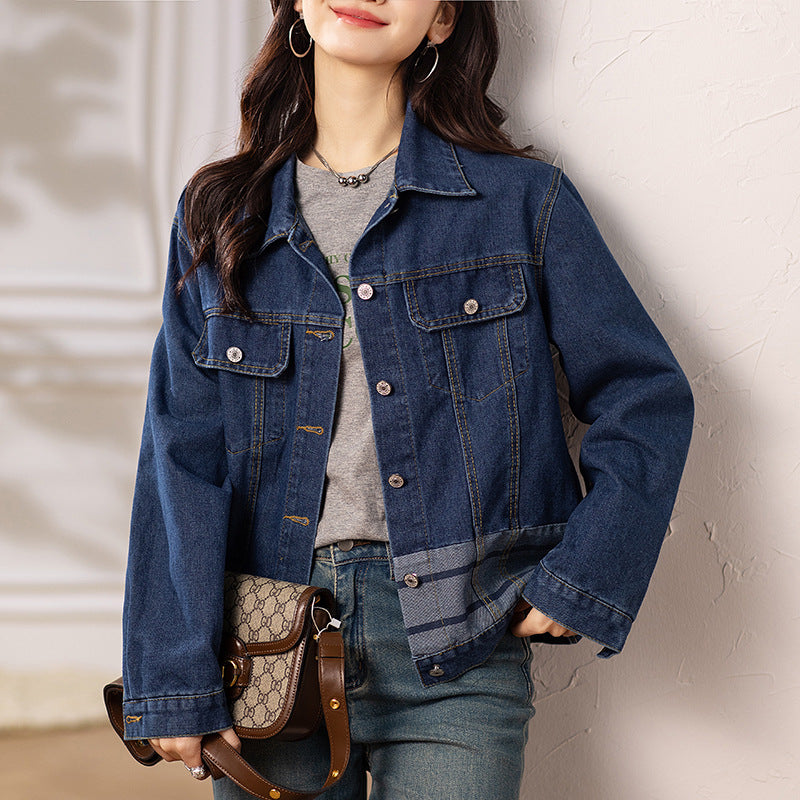 Denim Jacket for Women 2026 New Retro Solid Color Long-Sleeved Commuter Short Top