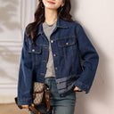 Denim Jacket for Women 2026 New Retro Solid Color Long-Sleeved Commuter Short Top