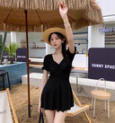 Fresh and Simple One-Piece Swimsuit for Women, Conservative and High-End, Slimming and Tummy-Covering, Summer Style, Sexy Student Hot Spring Swimwear