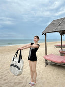 Black one-piece swimsuit women's 2024 new explosion sexy pure wind belly slim high-end hot spring