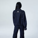 Autumn 2024 New Tannin Blue Denim Short Coat Women's American Style Retro Fashion Design Asymmetric Tooling Top