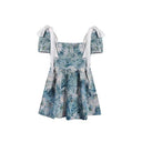 Floral dress Women's Summer French Style Elegant Short Waisted Skirt Niche Tutu Skirt Design Sense Sweet Puff Sleeve Skirt