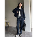 Distressed Denim Jacket for Women 2025 Spring and Autum Petite Short Lapel Versatile Jacket Top
