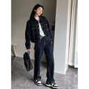 Distressed Denim Jacket for Women 2025 Spring and Autum Petite Short Lapel Versatile Jacket Top