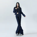 Autumn 2024 New Tannin Blue Denim Short Coat Women's American Style Retro Fashion Design Asymmetric Tooling Top