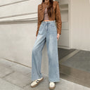 American Style Retro Wide Leg Jeans Women's 2024 Autumn New Design Sense Loose Slimming Vertical Straight Pants