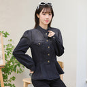 2026 Spring Trendy Design Unique Stylish Waist-Cinching Ruffled Denim Shirt Jacket for Women