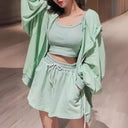 Summer 2024 New Internet Celebrity Sports suit Women's Jacket Vest Shorts Fashion Hong Kong Flavor Three-piece Women's Fashion