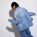 European and American Cross-Border 2025 Export New Loose Denim Jacket Women's Street Fashion Washed Casual Work Jacket