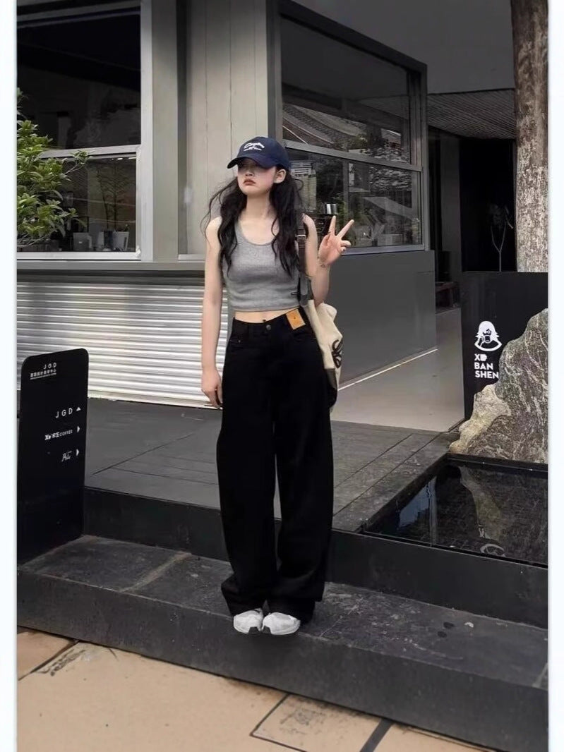 Wide-Leg Jeans for Women, Spring/Summer 2025 New Thin Style, Retro Slim-Fit Design, Straight-Leg Pants