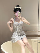 Backless Swimwear Women's Retro Polo Hot Spring Sweet Dress Conservative Slim Belly Covering Body Pure Desire New Swimwear