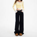 American-style Tannin Low-waist Wide-leg Jeans Women's 2025 Distinctive Slimming All-match Retro Loose Straight Pants