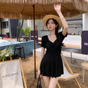 Fresh and Simple One-Piece Swimsuit for Women, Conservative and High-End, Slimming and Tummy-Covering, Summer Style, Sexy Student Hot Spring Swimwear
