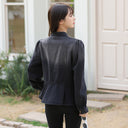 2026 Spring Trendy Design Unique Stylish Waist-Cinching Ruffled Denim Shirt Jacket for Women