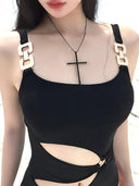 2025 New Swimsuit Women's Bikini Covers Belly, Looks Slim and Sexy, Cut Out Backless One-Piece Small Breast Push-Up Hot Spring Vacation