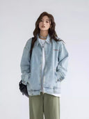 American Style Vintage Antique Washed Embroidered Denim Jacket for Men and Women Autumn vintage Antique Casual Couple Jacket