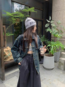 Dark Washed Retro Denim Jacket for Women 2025 Spring & Fall New Style Loose Slimming Look High-End Fashion Denim Jacket Trend