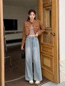 American Style Retro Wide Leg Jeans Women's 2024 Autumn New Design Sense Loose Slimming Vertical Straight Pants
