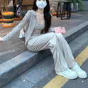 Casual Sports suit Women's 2024 Autumn Dress with a Set of High-end Fashion Sweat Pants Three-piece Western Style