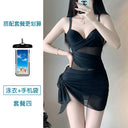 High-end one-piece swimsuit women's summer hot spring conservative personality retro one-piece belly-covering slimming beach gathered swimming suit