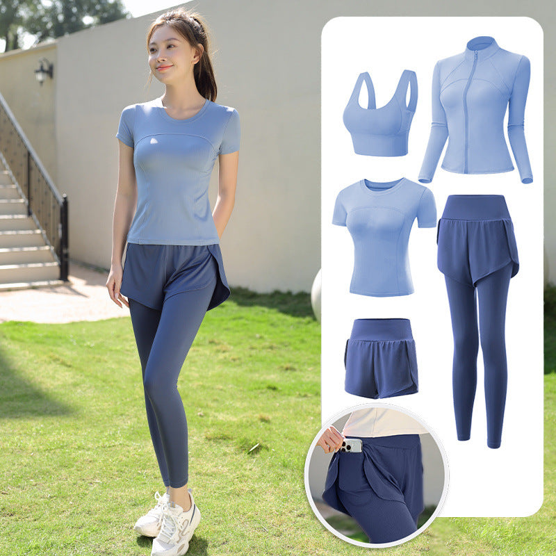 Yoga Clothing Suit for Women 2025 New Flesh-Covering Running Suit for Women Morning Running Sports Fitness Quick-Drying Clothing Wholesale