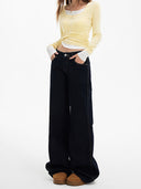 American-style Tannin Low-waist Wide-leg Jeans Women's 2025 Distinctive Slimming All-match Retro Loose Straight Pants