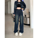 Spring and Autumn Women's Straight 2025 New Explosions Personalized Jeans Women's Trendy Cool Students Retro Mopping Wide Pant Legs