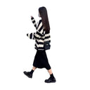 Spring and Autumn Women's Hong Kong-style Slimming Loose Striped Sweat Half-length Skirt Wear a Complete Set of Korean-style Two-piece Suit