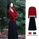 2024 new autumn clothes with a set of women's new small high-end wear red two-piece suit skirt trend