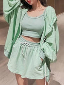 Summer 2024 New Internet Celebrity Sports suit Women's Jacket Vest Shorts Fashion Hong Kong Flavor Three-piece Women's Fashion