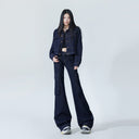 Autumn 2024 New Tannin Blue Denim Short Coat Women's American Style Retro Fashion Design Asymmetric Tooling Top