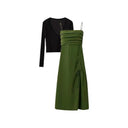 Spring and Summer 2024 New French Design Sense avocado green Small Sling dress Mid-length Fairy First Love Dress